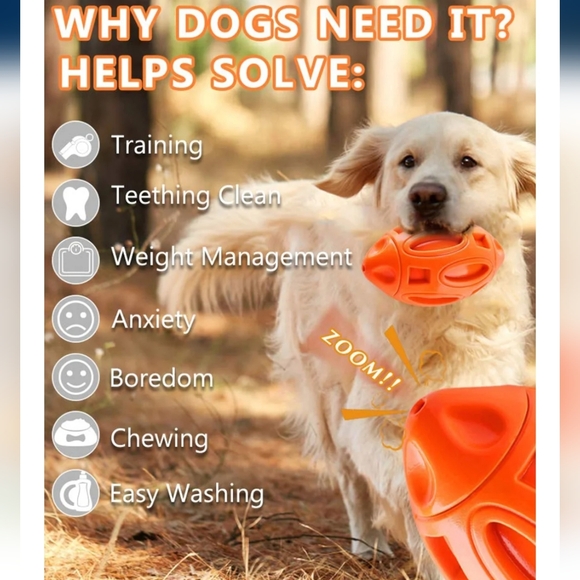 Dog Football Toy Orange Durable - Picture 1 of 10